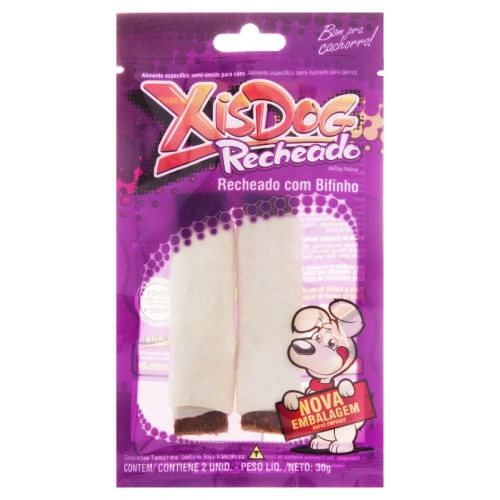 Osso Mastigável Para Cães Adultos Recheio Bifinho Xisdog 30g 2 Unidades