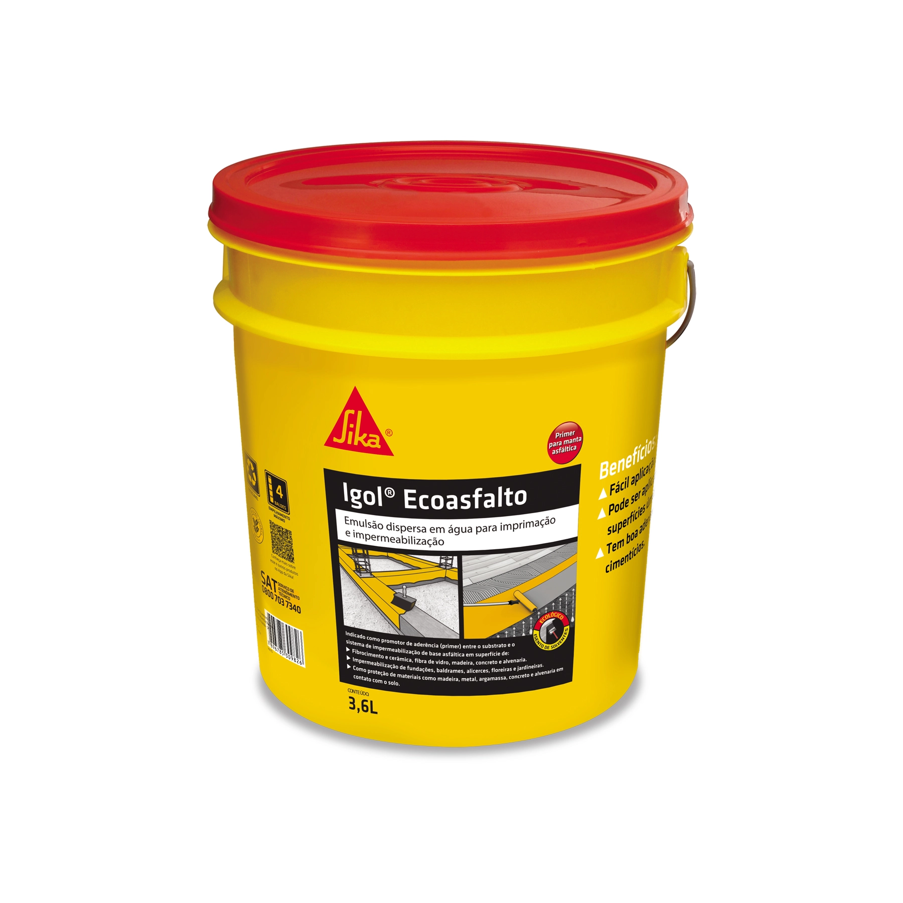 Pintura Asfáltica Impermeabilizante Sika Igol Ecoasfalto 3,6L Marrom