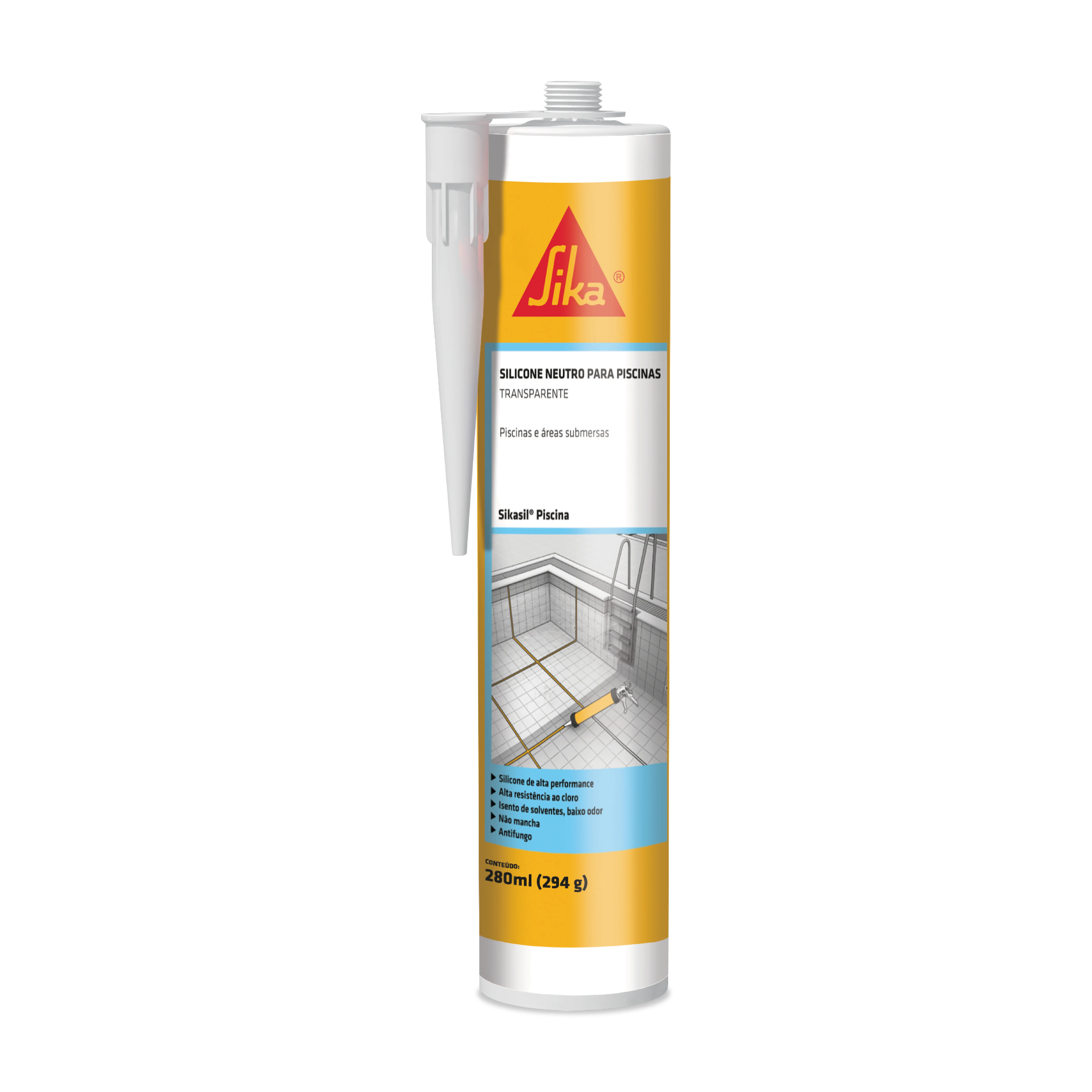 Selante Silicone para Áreas Submersas Transparente 295g Sikasil Pool Sika