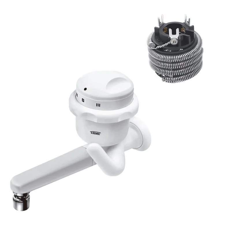 Torneira Elétrica Fame Bica Reta 3 Temperaturas De Parede Branca 127v + Resistência