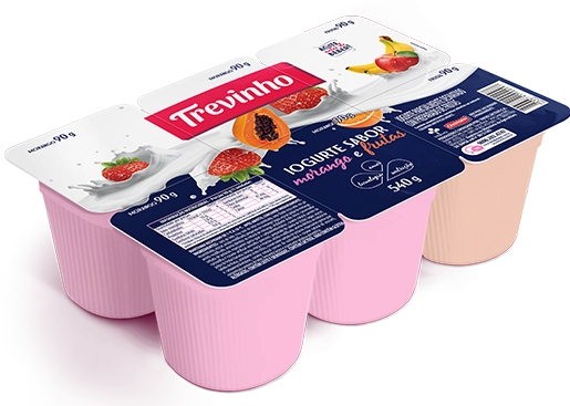 Iogurte Parcialmente Desnatado Morango Frutas Trevinho Bandeja 540g 6 Unidades