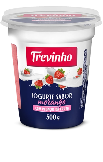 Iogurte Sabor Morango Com Pedacos Da Fruta Trevinho 500g