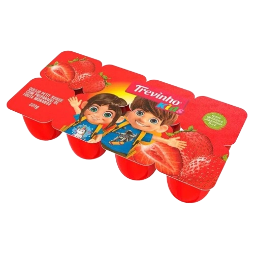 Queijo Petit Suisse Morango Trevinho Kids Bandeja 320g 8 Unidades