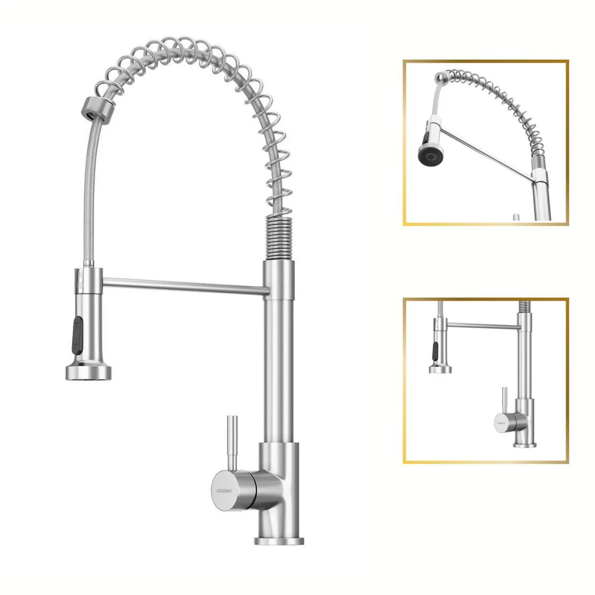 Torneira Gourmet Milão Monocomando Aço Inox 304 Goldenx