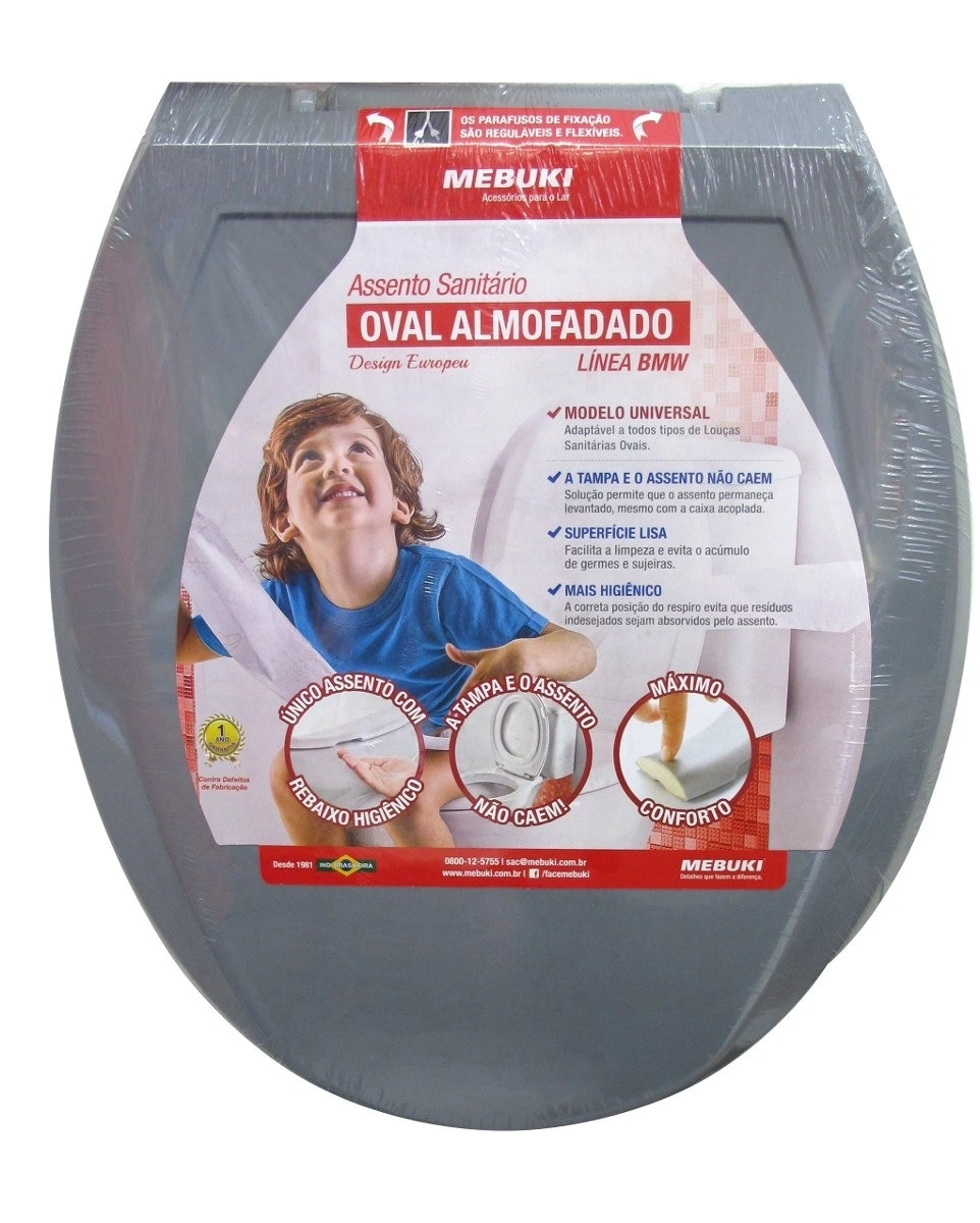 Assento Sanitario Mebuki Almof Cinza Esc