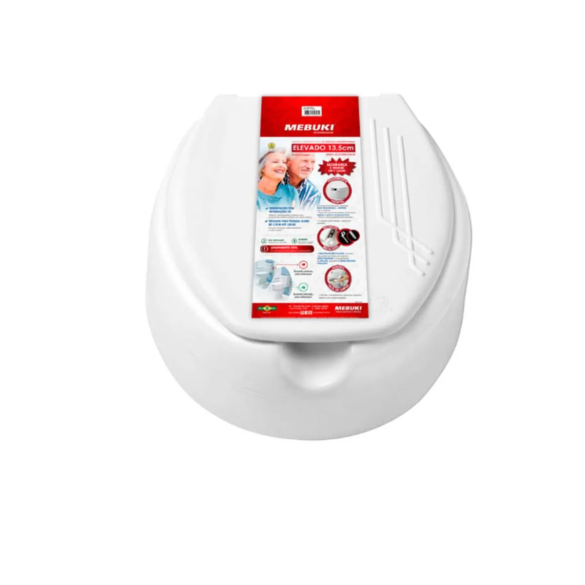 Assento Sanitário Elevado 13,5Cm Com Tampa - Mebuki 13,5Cm Com Tampa