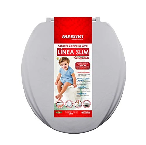 Assento Oval Almofadado Slim Cinza