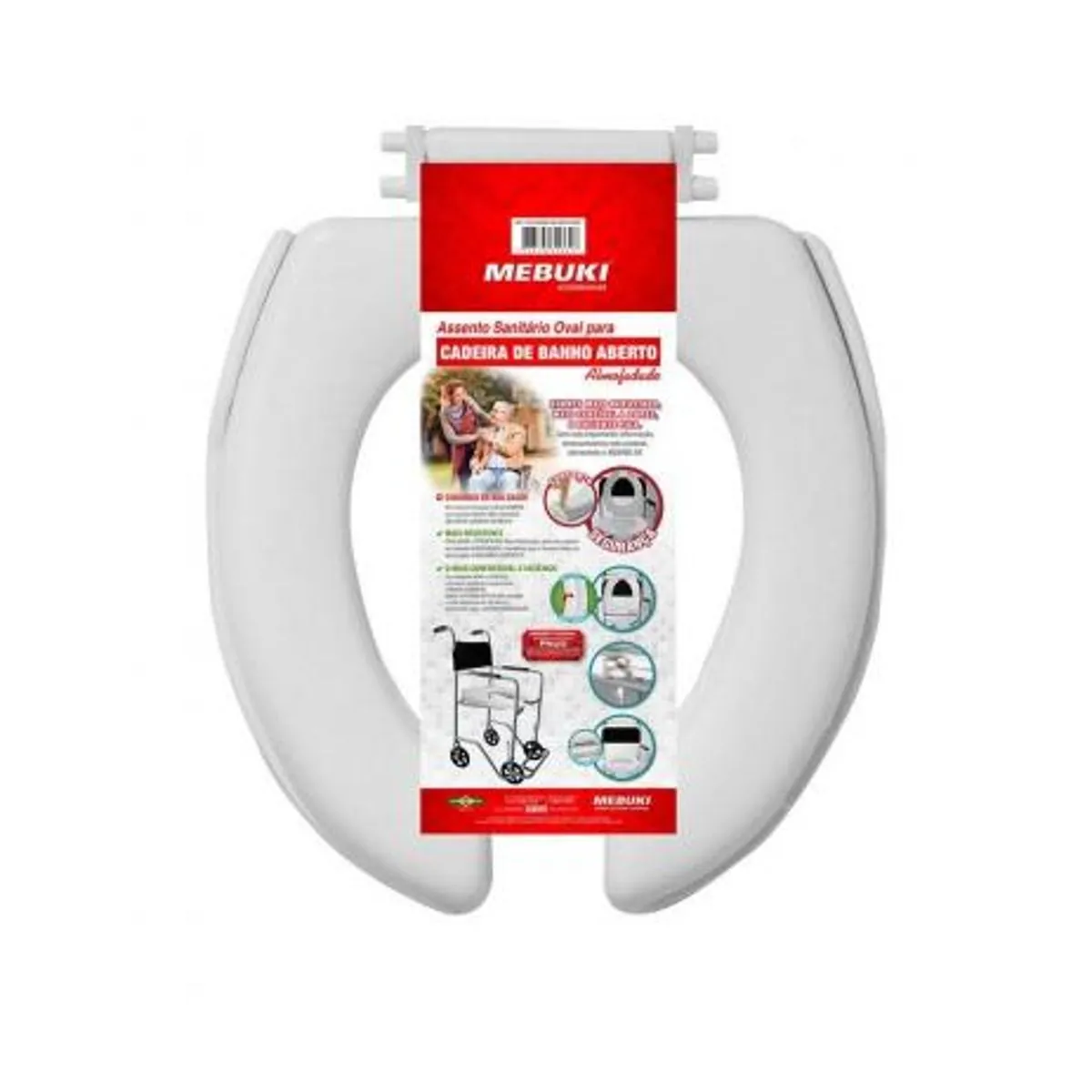 Assento Sanitário Oval para Cadeira de Banho Aberto Almofadado - unidade