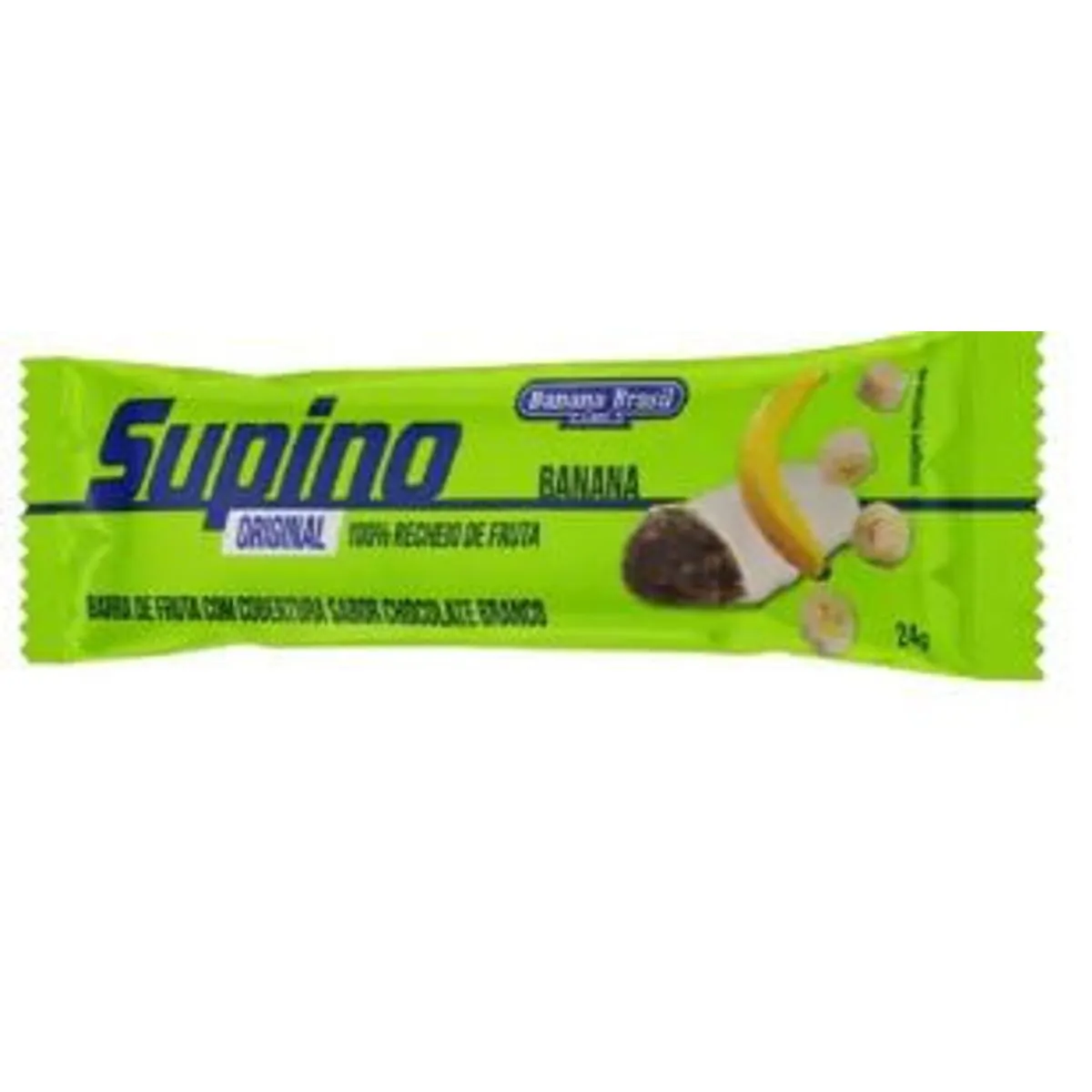 Barra De Frutas Banana Cobertura Chocolate Branco Supino Original Pacote 24g