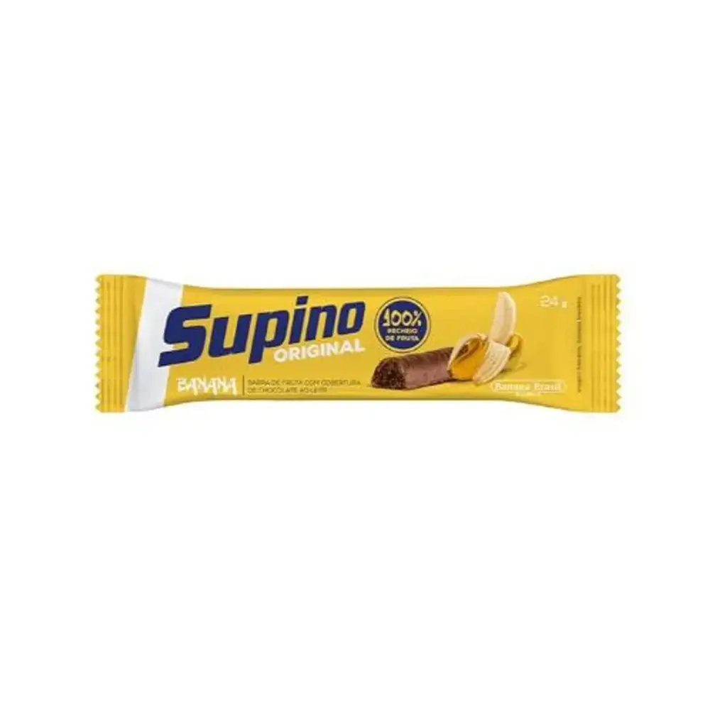 Barras de Banana Com Cobertura de Chocolate Supino Original Com 24g Cada