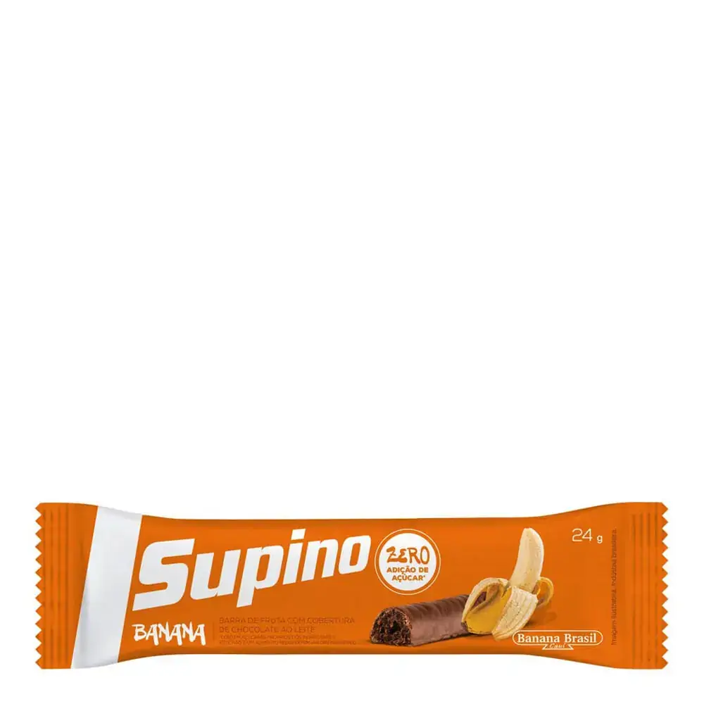 Barra De Frutas Banana Cobertura Chocolate Ao Leite Supino Pacote 24g
