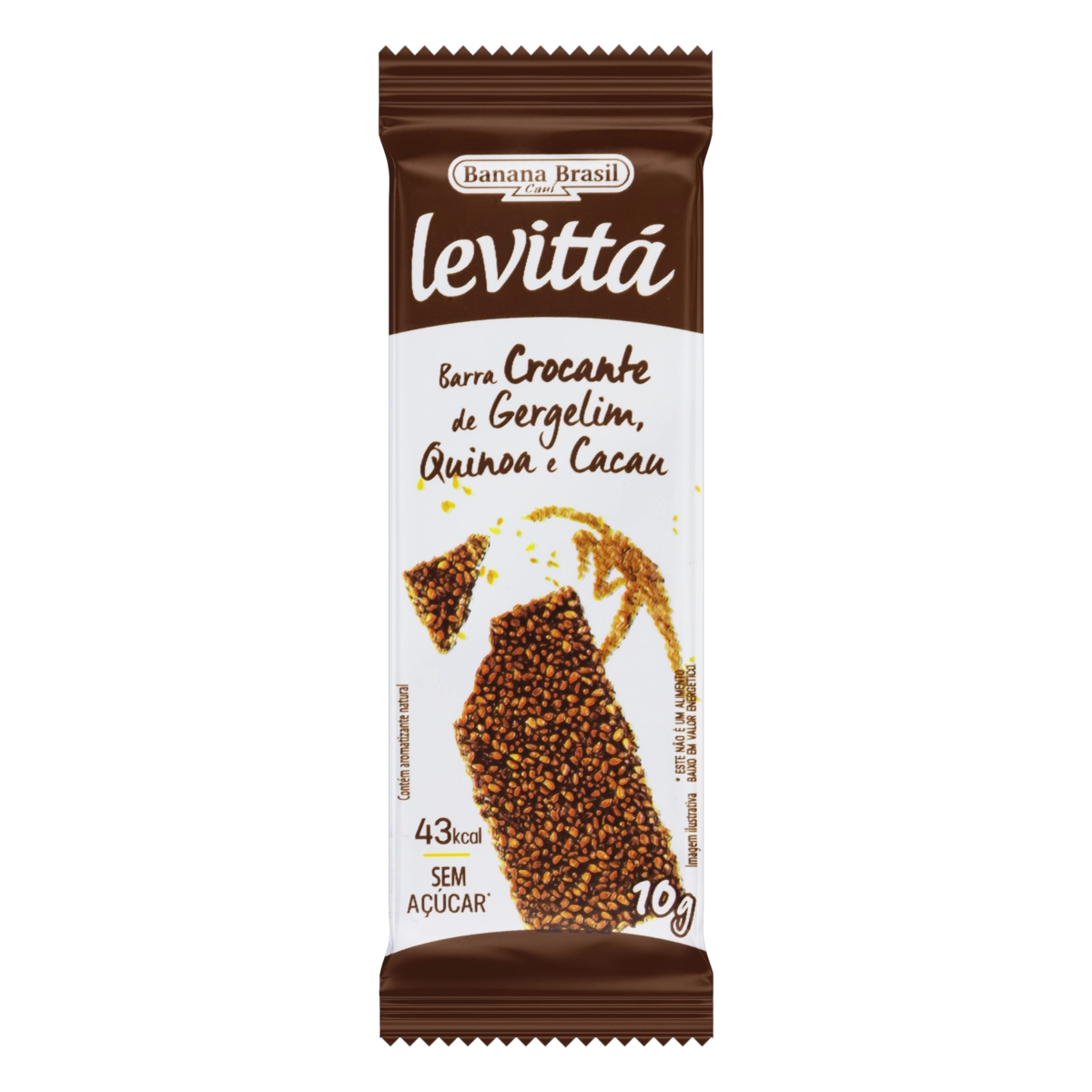 Barra Crocante Gergelim, Quinoa E Cacau Zero Açúcar Levittá Pacote 10g