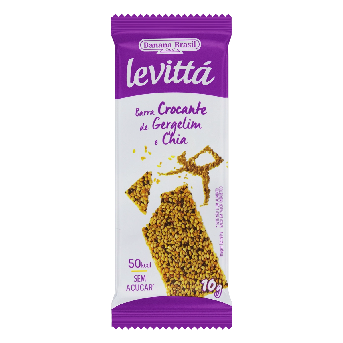 Barra Crocante Gergelim E Chia Zero Açúcar Levittá Pacote 10g