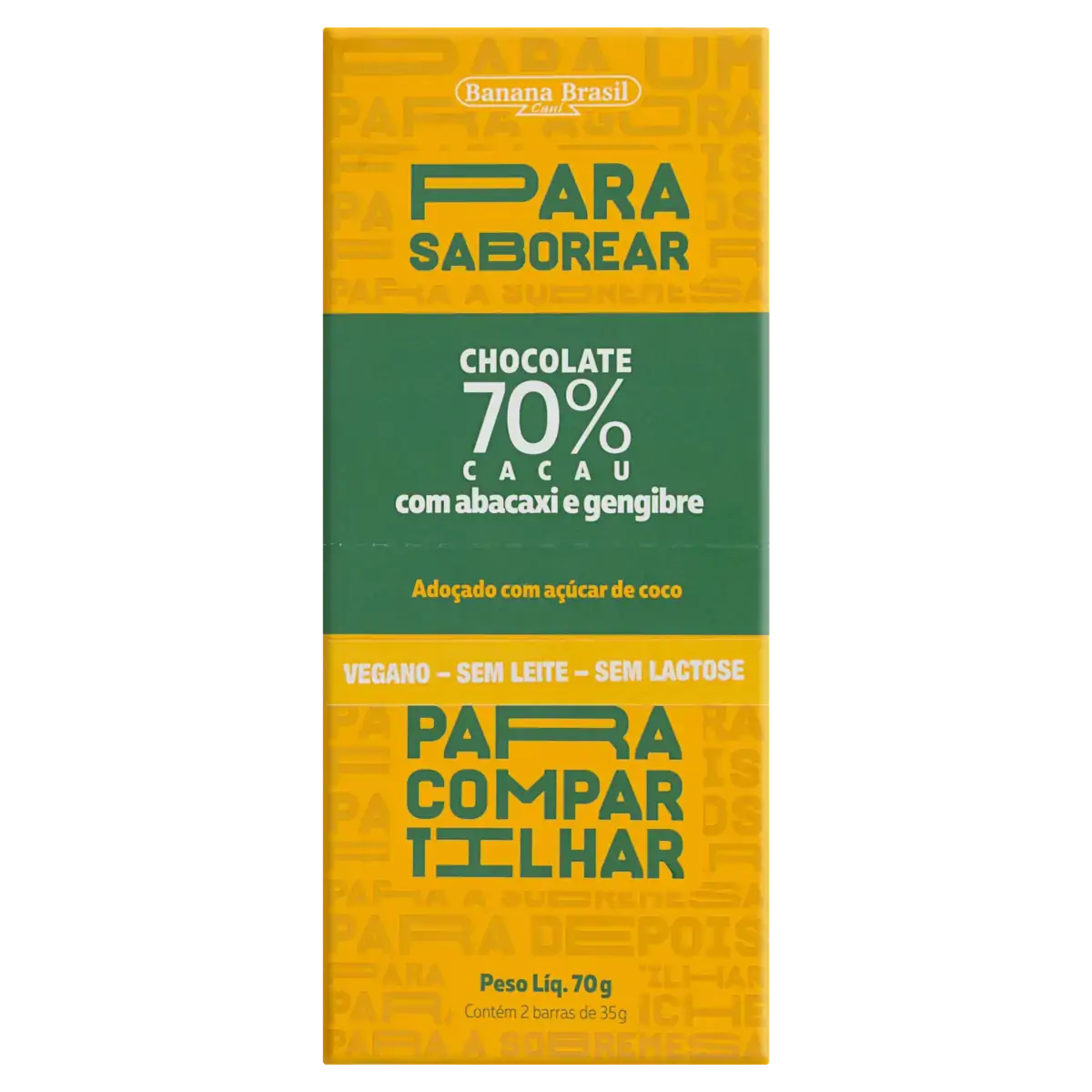 Chocolate 70 Cacau Com Abacaxi E Gengibre Zero Lactose Banana Brasil Caixa 70g 2 Unidades