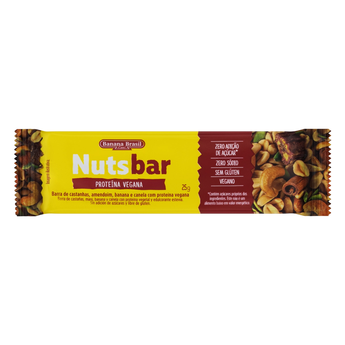 Barra De Nuts Castanhas E Proteína Vegana Zero Sódio Nutsbar Pacote 25g