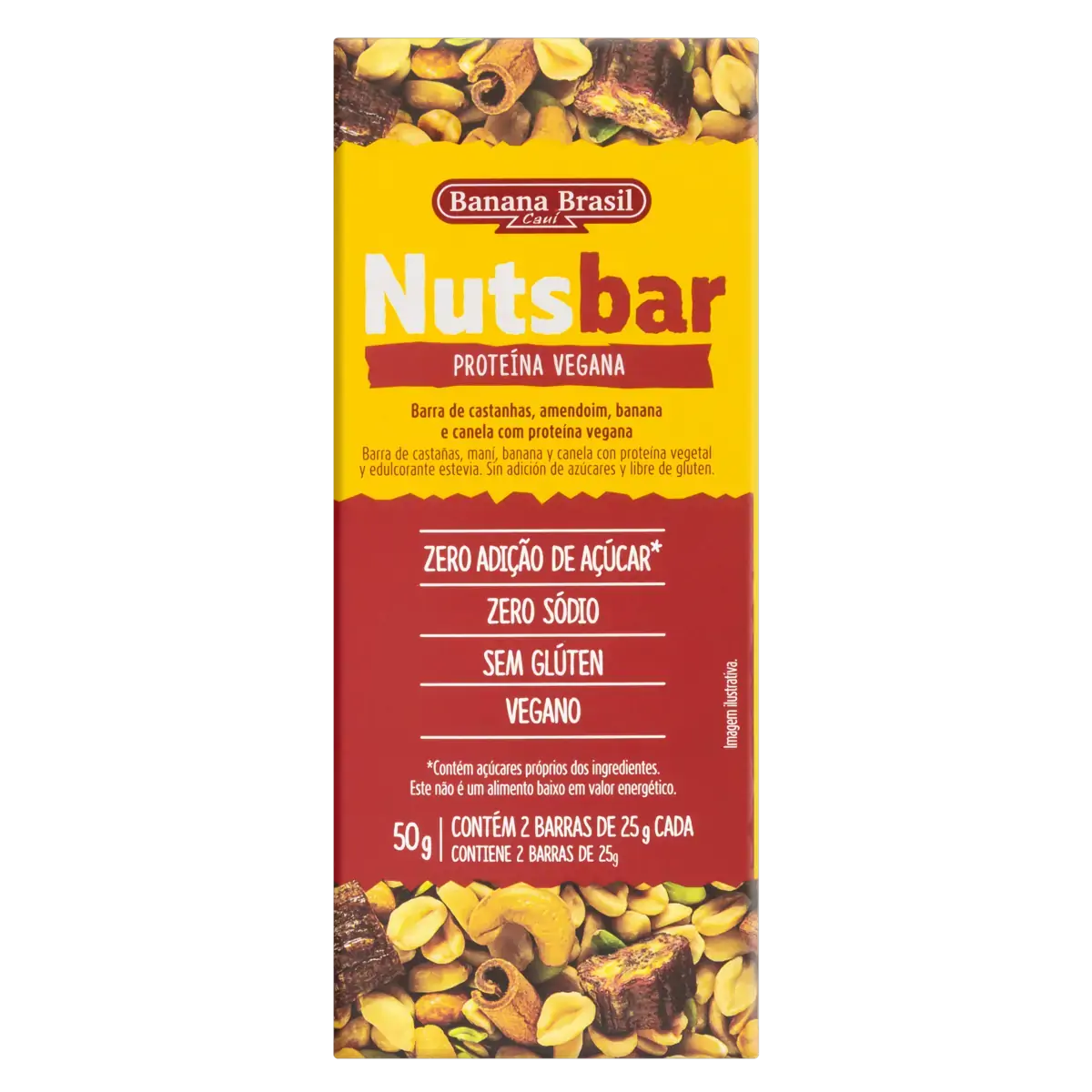 Pack Barra De Nuts Castanhas E Proteína Vegana Nutsbar Caixa 50g 2 Unidades