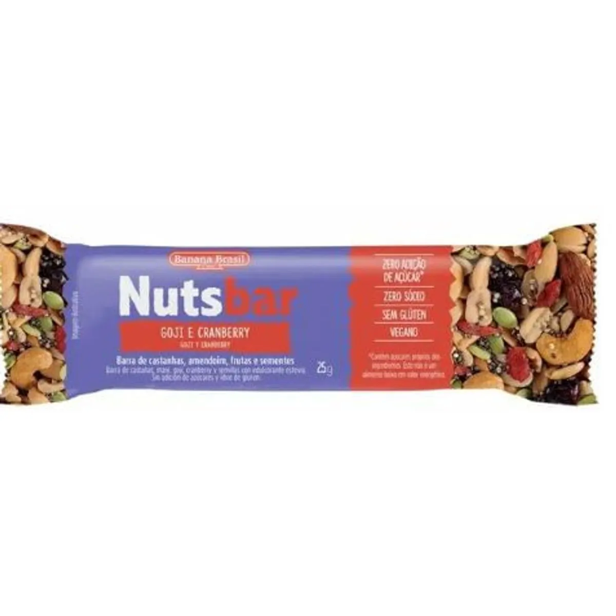 Barra de Nuts Goji e Cranberry Zero Sódio Nutsbar Pacote 25g