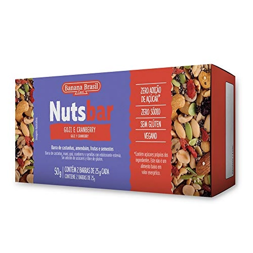 Pack Barra De Nuts Goji E Cranberry Zero Sódio Nutsbar Caixa 50g 2 Unidades