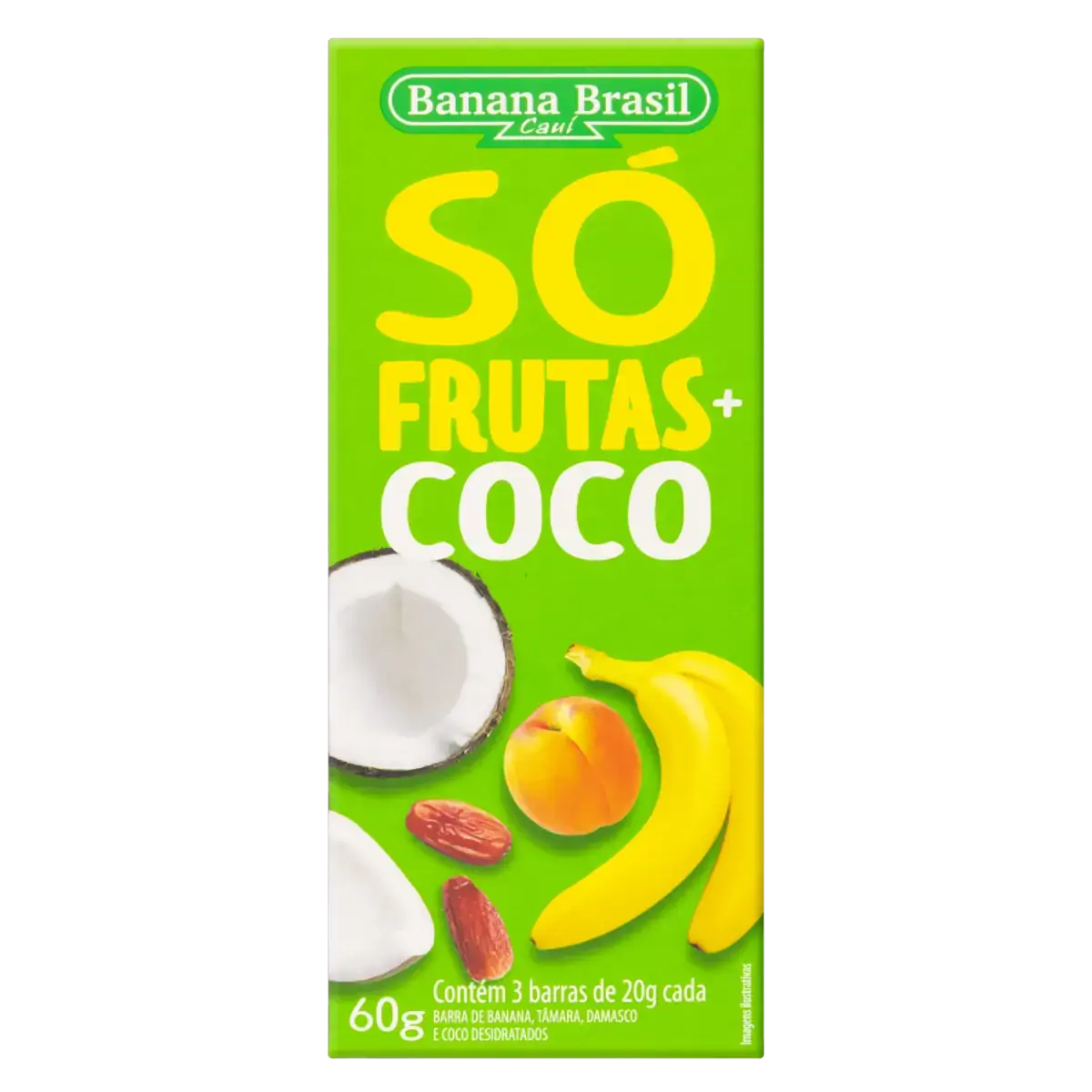 Pack Barra De Frutas Coco Banana Brasil Só Frutas Caixa 60g 3 Unidades