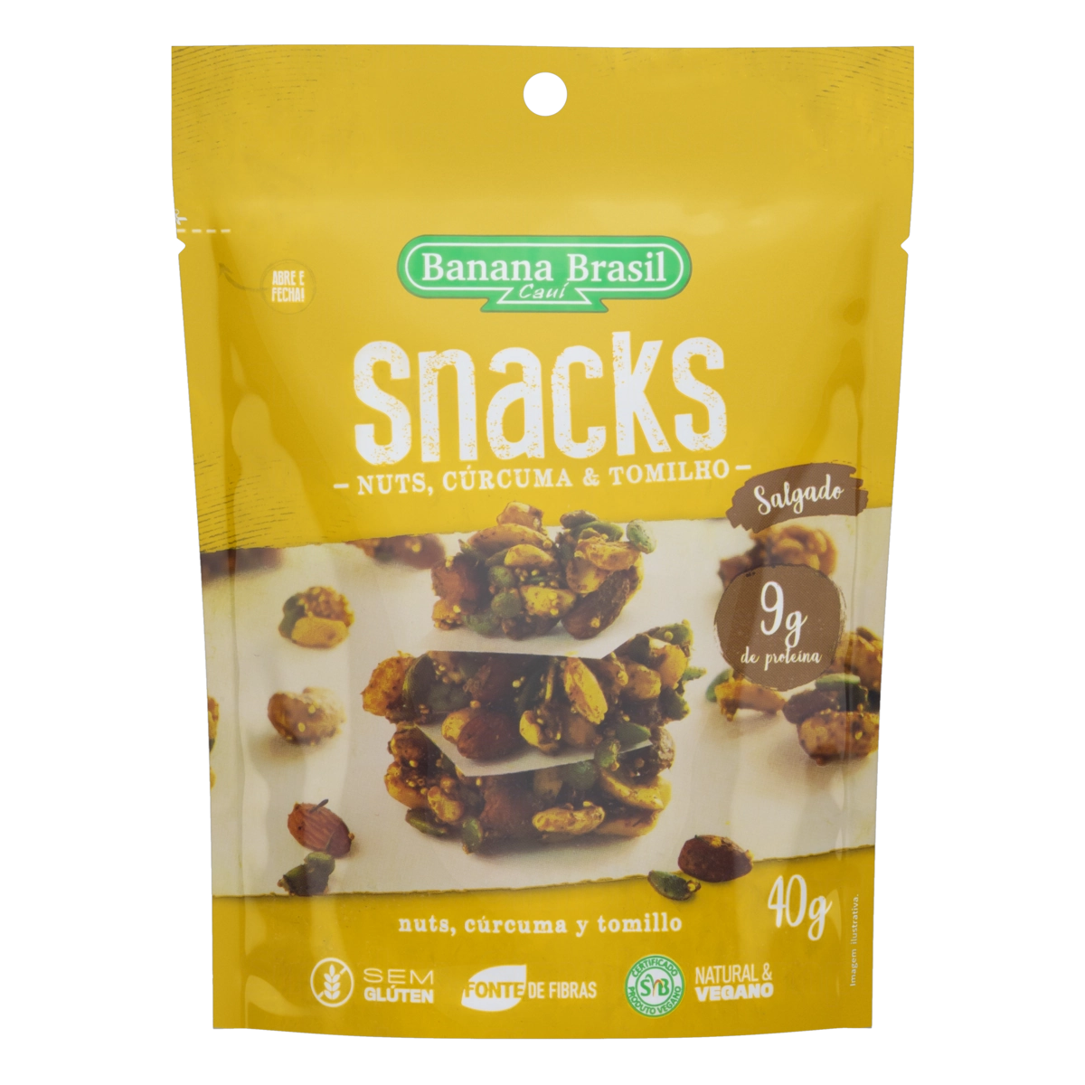 Snack Nuts, Cúrcuma Tomilho Banana Brasil Pouch 40g