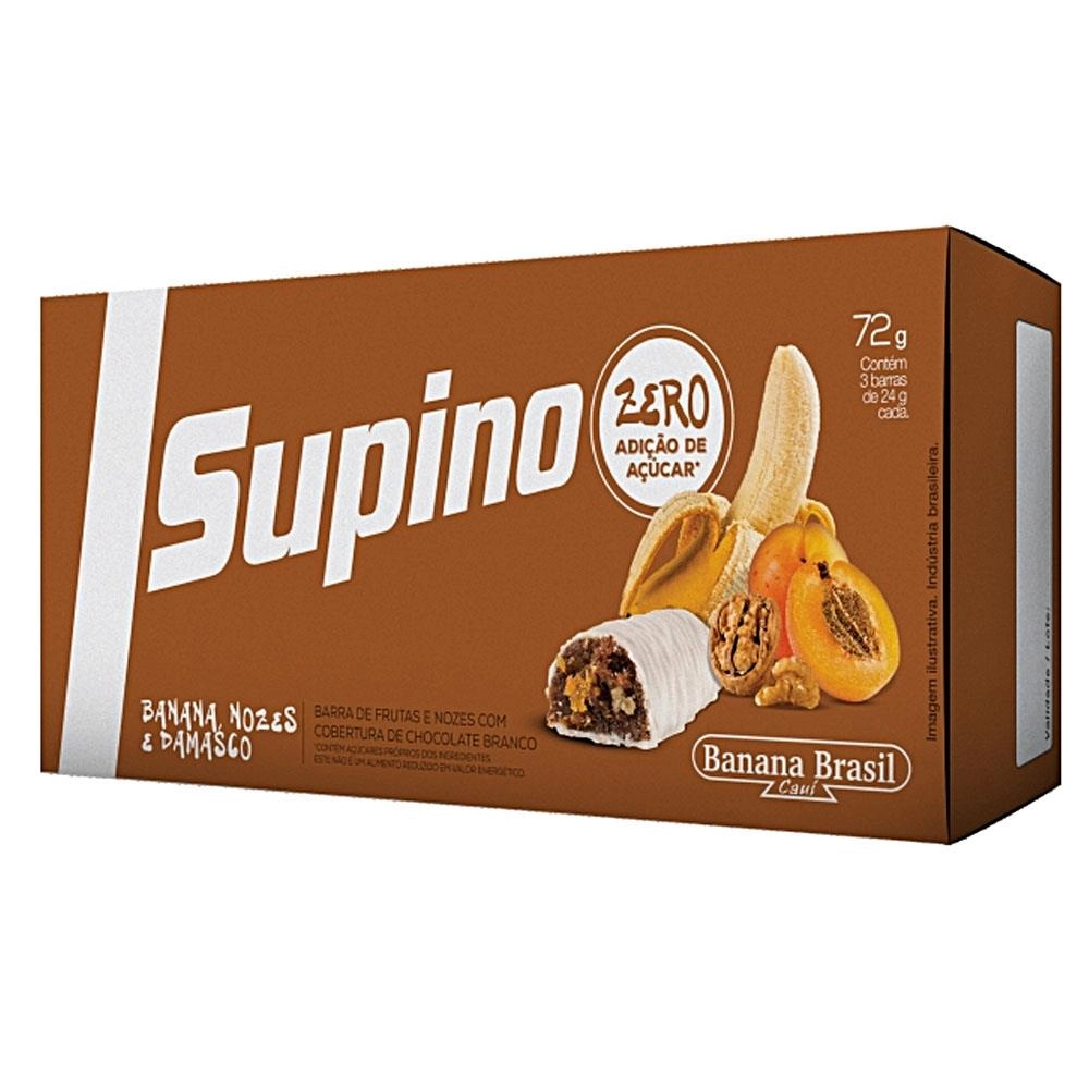 Pack Barra De Frutas Banana E Pasta De Amendoim Cobertura Chocolate Meio Amargo Supino Caixa 72g 3 U