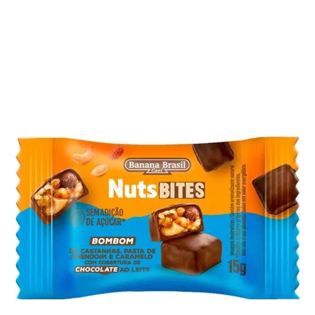 Bombom Castanhas, Pasta De Amendoim E Caramelo Banana Brasil Nuts Bites Pacote 15g