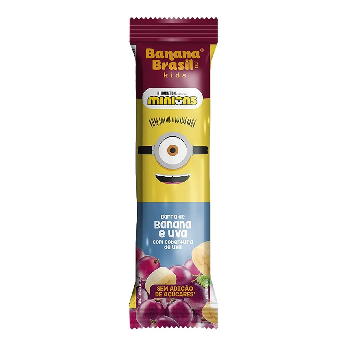 Barra De Frutas Banana E Uva Cobertura Uva Minions Banana Brasil Kids Pacote 22g