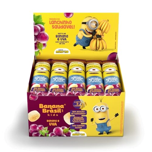 Barra De Frutas Banana E Uva Cobertura Uva Minions Banana Brasil Kids Caixa 440g 20 Unidades
