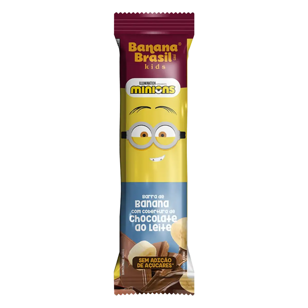 Barra De Frutas Banana Cobertura Chocolate Ao Leite Minions Banana Brasil Kids Pacote 22g