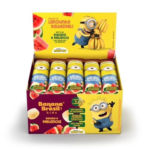 Barra De Frutas Banana E Melancia Cobertura Melancia Minions Banana Brasil Kids Caixa 440g 20 Unidad