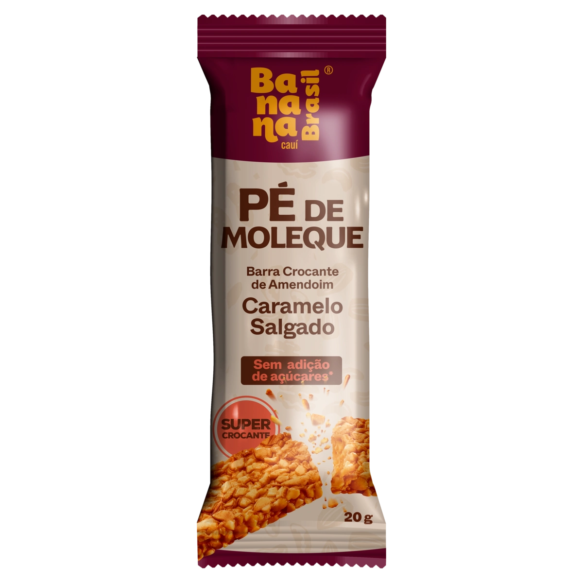Pé De Moleque Crocante Caramelo Salgado Banana Brasil Pacote 20g