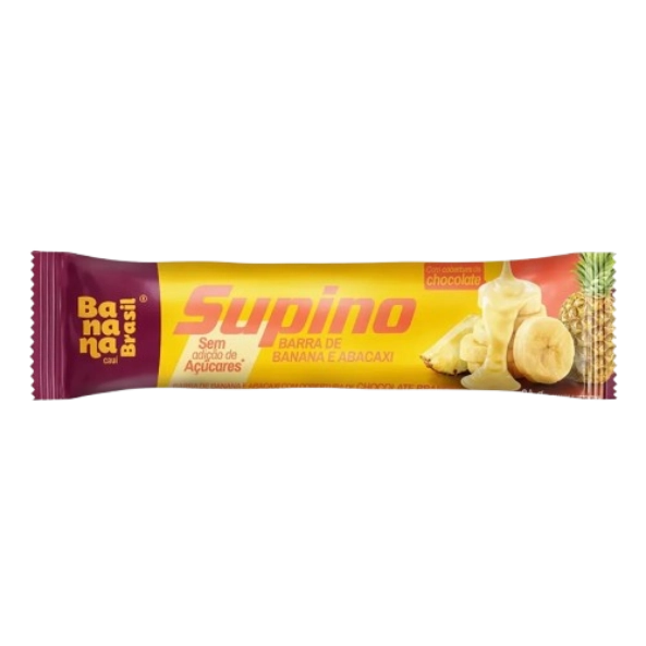Barra De Frutas Banana E Abacaxi Cobertura Chocolate Branco Sem Adição De Açúcar Supino Pacote 24g