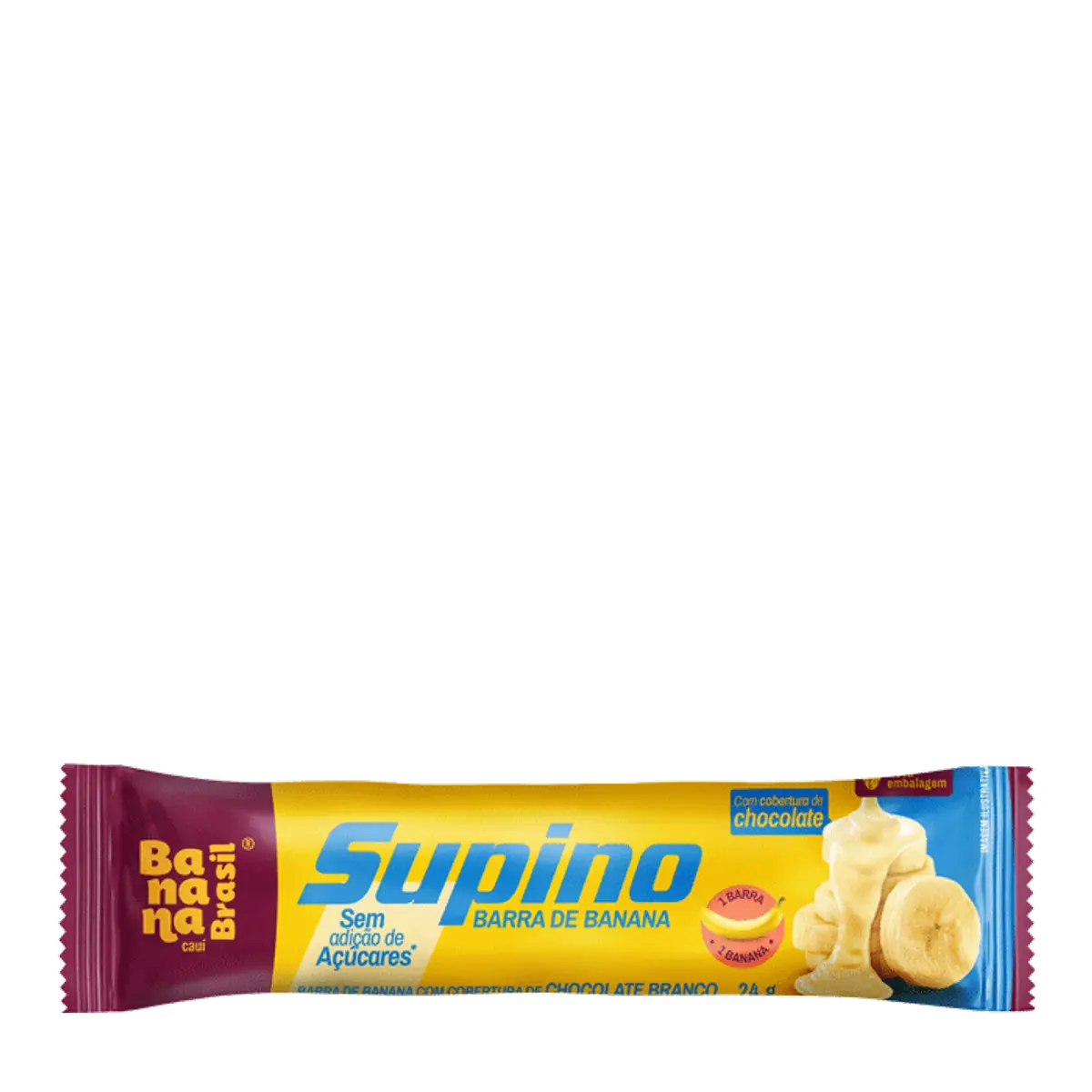 Barra De Frutas Banana Cobertura Chocolate Branco Sem Adição De Açúcar Supino Pacote 24g