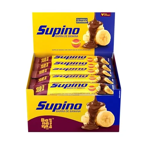 Banana Brasil Barra De Frutas Supino Original Banana Com Chocolate Ao Leite Com 20 Unidades De 24 G