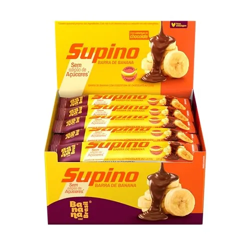 Banana Brasil Barra De Frutas Supino Zero Banana Com Cobertura Chocolate Ao Leite Com 20 Unidades De