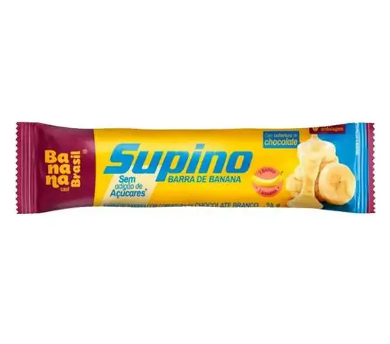 Banana Brasil Barra De Frutas Supino Zero Banana Com Cobertura Chocolate Branco Com 20 Unidades De 2