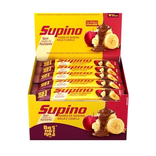 Banana Brasil Barra De Frutas Supino Zero Banana Maça E Canela Com Cobertura Chocolate Ao Leite Com