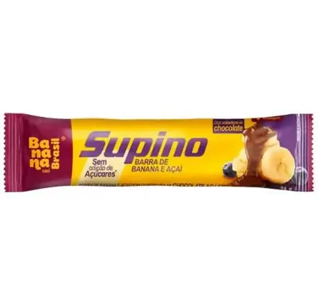 Banana Brasil Barra De Frutas Supino Zero Banana E Açai Com Cobertura Chocolate Ao Leite Com 20 Unid
