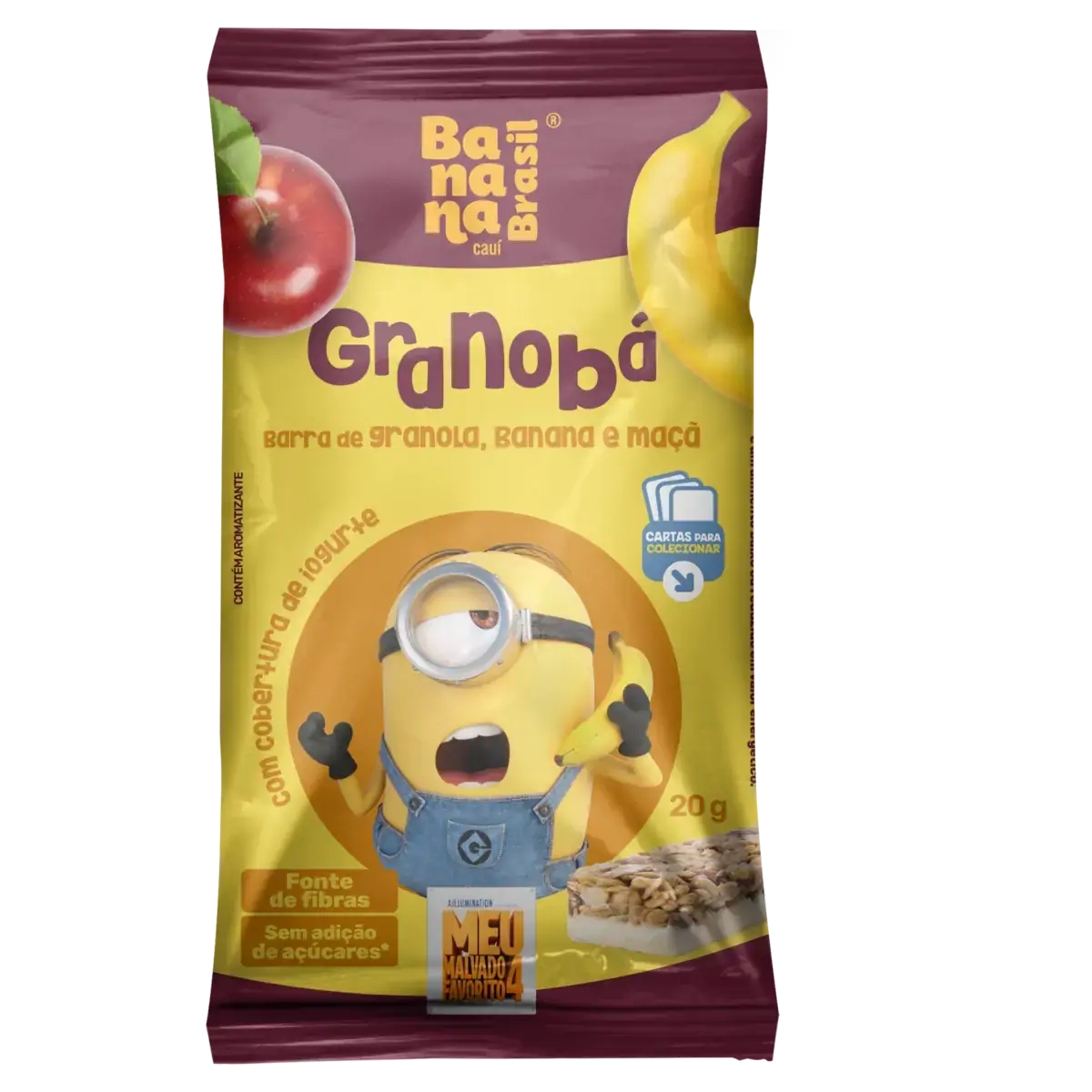 Barra De Cereal Granola, Banana E Maçã Cobertura Iogurte Meu Malvado Favorito 4 Banana Brasil Granob