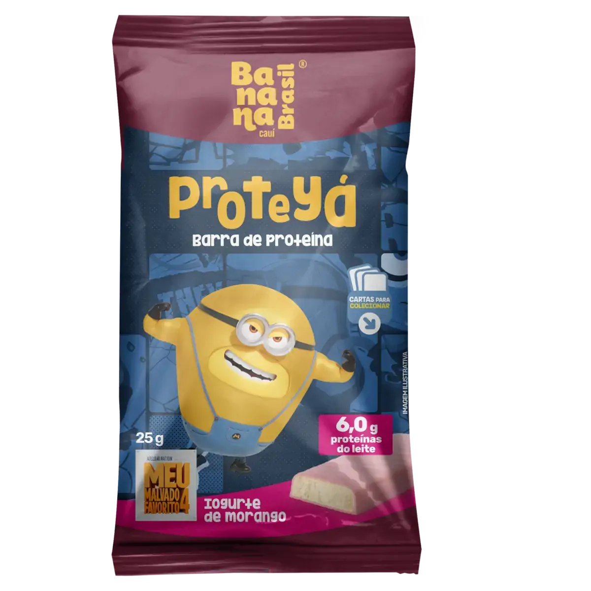 Barra De Proteína Cobertura Iogurte De Morango Meu Malvado Favorito 4 Banana Brasil Proteyá Pacote 2