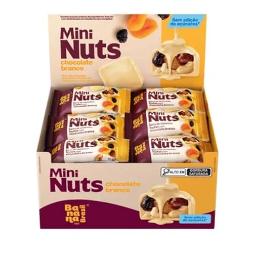 Banana Brasil Mini Nuts Barra De Castanhas Amendoim E Frutas Com Cobertura De Chocolate Branco Com 2