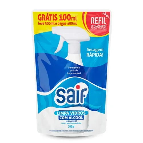 Saif Limpa Vidros Com Alcool 500ml Sache Promo Ref C243