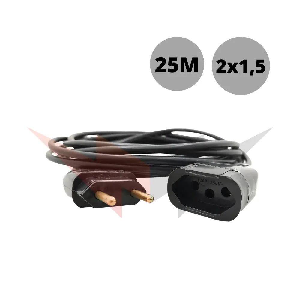 Extensão Singela Eletrodomesticos 25 Metros Cabo Pp 2x1,50mm