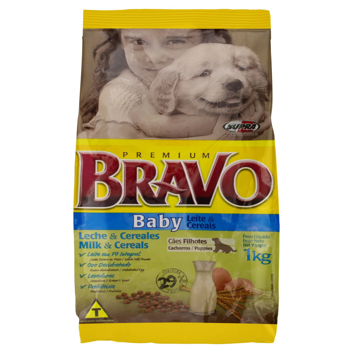 Alimento Para Cães Filhotes Leite Cereais Bravo Pacote 1kg