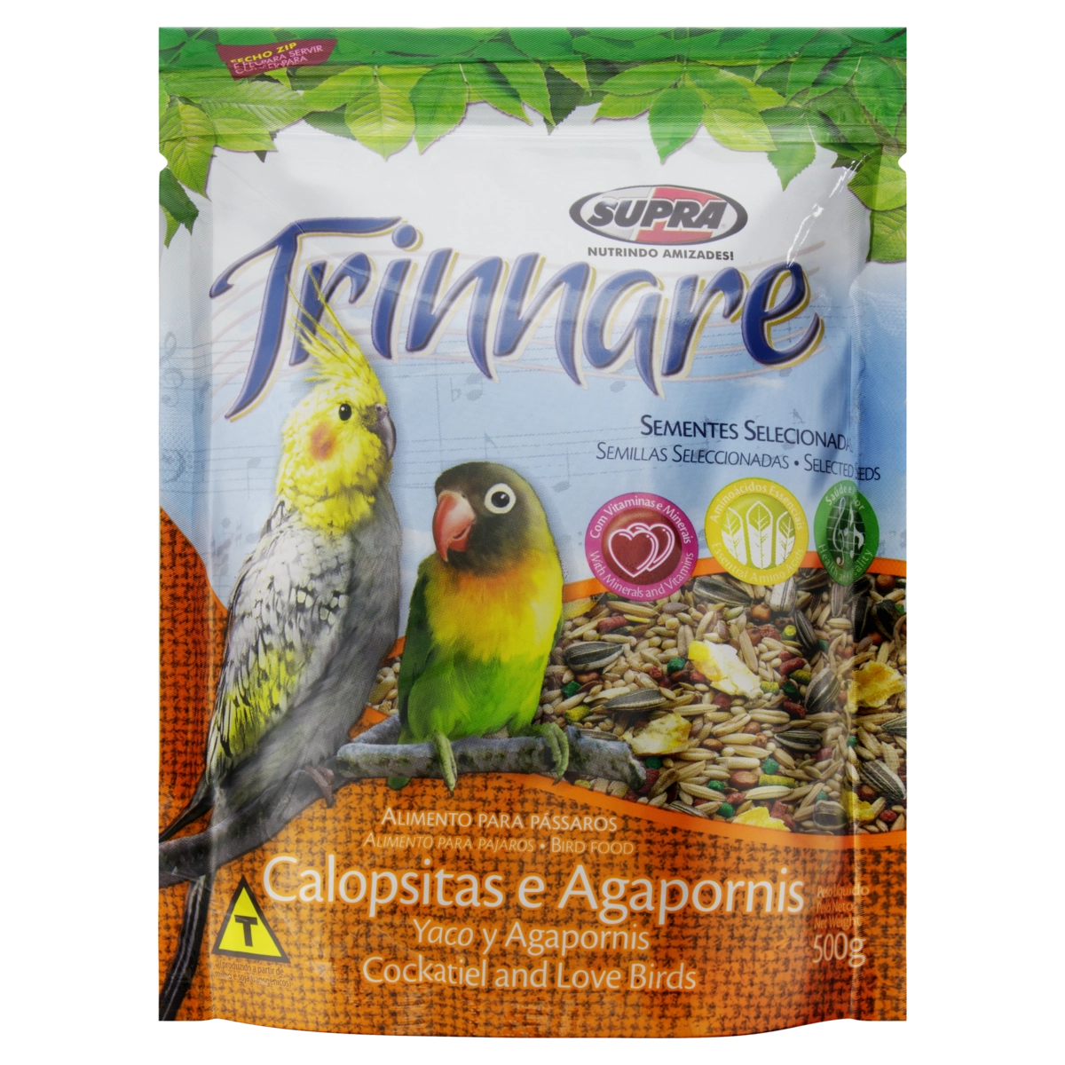 Alimento Para Pássaros Calopsitas E Agapornis Trinnare Pouch 500g