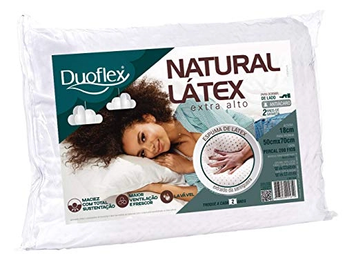 Travesseiro De Látex 200 Fios Alto Duoflex 100 Látex 50 X 70 Cm