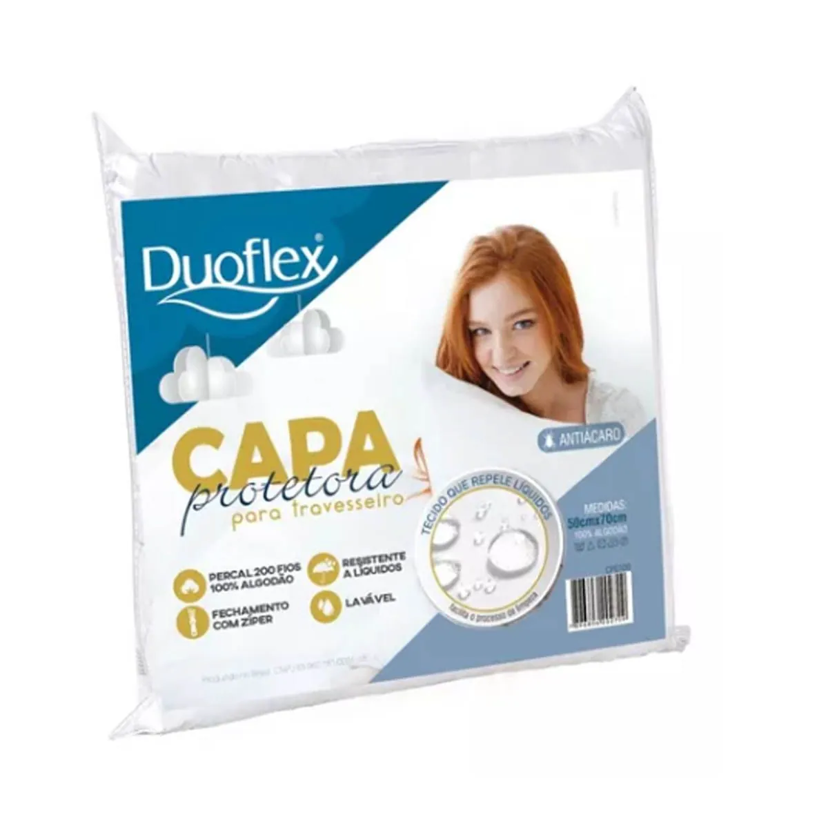 Capa Protetora Para Travesseiro Resistente A Líquidos Branca Duoflex