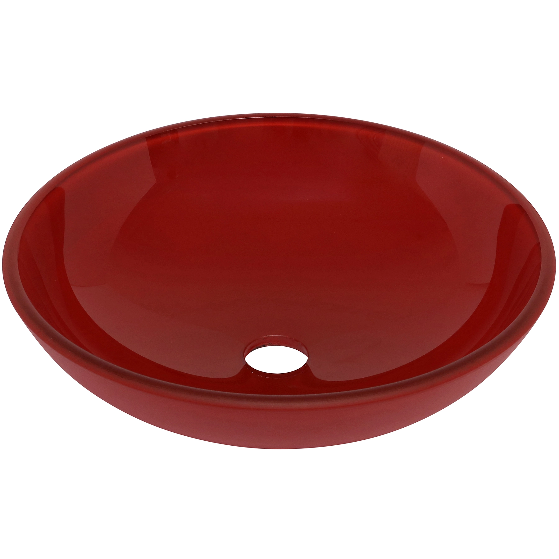 Cuba para Banheiro de Apoio Vidro Comum Redonda Vermelha 35cm com Válvula Bowl Sensea