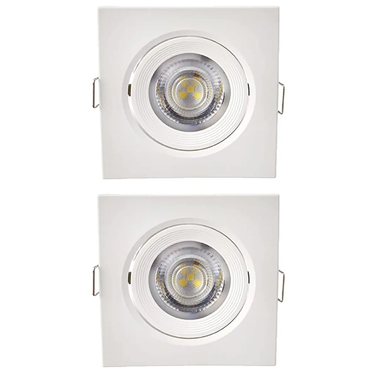 Kit 2 Spot Led Foxlux Quadrado Embutir 5w 6500k Biv Branco