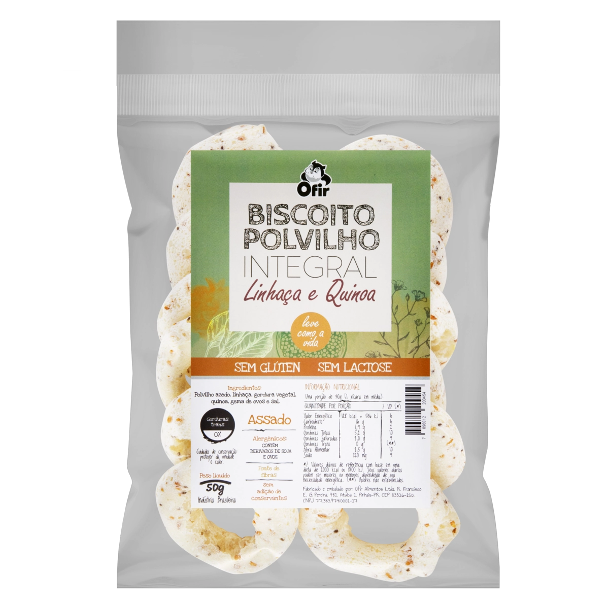 Biscoito De Polvilho Integral Linhaça E Quinoa Ofir Pacote 50g